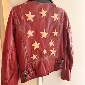 Mavi Vibrant Red Leather Jacket for Women